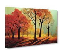 Vivid Autumn Forest Canvas Print | Gallery Wrapped 30mm Frame Wall Art | 30x20 inches | Ready to Hang | Contemporary Landscape Picture | Living Room Bedroom Lounge Office