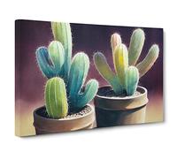 Vivid Cactus Canvas Print | Gallery Wrapped 30mm Frame Wall Art | 30x20 inches | Ready to Hang | Contemporary Floral Picture | Living Room Bedroom Lounge Office