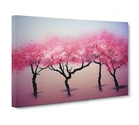 Vivid Cherry Blossom Trees Canvas Print | Gallery Wrapped 30mm Frame Wall Art | 30x20 inches | Ready to Hang | Contemporary Floral Picture | Living Room Bedroom Lounge Office