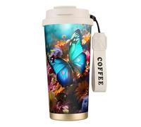 Vivid Colorful Garden Print Stainless Steel Insulated Travel Coffee Mug, Camping Mug,Coffee Tumbler For Men Women