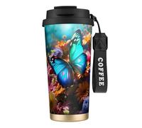 Vivid Colorful Garden Print Stainless Steel Insulated Travel Coffee Mug, Camping Mug,Coffee Tumbler For Men Women
