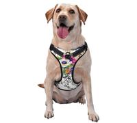 Vivid Colorful Garden Printed quick release dog harness reflective pet vest with 2 quick release buckles 4 sizes L ideal for outdoor walks and hikes