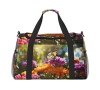 Vivid Colorful Garden2 print Carry on Luggage for Women Men Shoulder Weekender Crossbody Bag for Yoga Travel Must Haves, Black, One Size