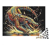 Vivid Crocodile 1000 Pieces Jigsaw Puzzle for Adults Paper Material Brain Training Wall Art Colorful Alligator Puzzle Home Leisure 70x50cm/1000pcs