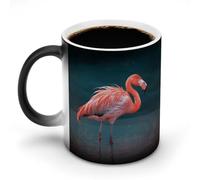 Vivid Flamingo Color Changing Coffee Mug 11oz Magic Ceramic Cup with Heat Sensitive Design Novelty Black to White Transformation Mug for Halloween Christmas Gifts Women Men