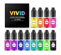 VIVID Food Colouring Set (12 x 10ml Bottle) - Edible Concentrated Liquid Colours Kit for Baking, Cake Decorating, Fondant, Icing and Cooking - Vibrant Colouring Dye for Eggs and Crafts - Made in UK