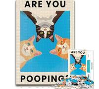 Vivid Jigsaw Puzzle for Adults, 3 Cats Are You Pooping？, 500 PCS
