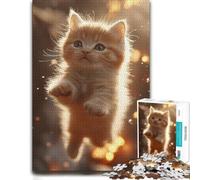 Vivid Jigsaw Puzzle for Adults, Adorable Orange Kitten in Mid-Air, 1000 PCS