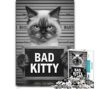 Vivid Jigsaw Puzzle for Adults, Bad Kitty Mugshot, 500 PCS