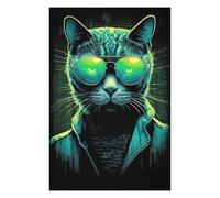Vivid Jigsaw Puzzle for Adults, Cool Cat in Cyberspace 01, 1000 PCS