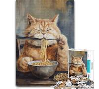 Vivid Jigsaw Puzzle for Adults, Funny Cat Ramen Noodles, 1000 PCS
