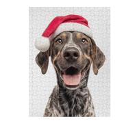 Vivid Jigsaw Puzzle for Adults, Happy Plott Hound Dog Wearing Santa Hat, 500 PCS