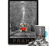 Vivid Jigsaw Puzzle for Adults, Prague Tram in Black And White, 300 PCS