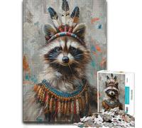 Vivid Jigsaw Puzzle for Adults, Raccoon Indian Historic, 500 PCS