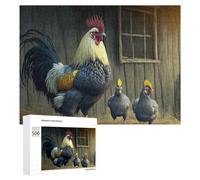 Vivid Jigsaw Puzzle for Adults, Rooster Family in Barnyard, 500 PCS