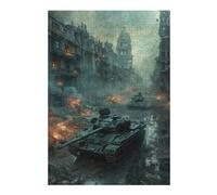 Vivid Jigsaw Puzzle for Adults, Tanks Urban Warfare, 300 PCS