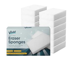 Vivid Magic Eraser Sponge 12 Pack, Melamine Sponge for Cleaning Walls, Scuffs, Grime and Limescale, Cut to Size, Kitchen and Dish Use, No Detergent Needed