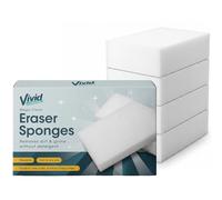Vivid Magic Eraser Sponge 4 Pack, Melamine Sponge for Cleaning Walls, Scuffs, Grime and Limescale, Cut to Size, Kitchen and Dish Use, No Detergent Needed