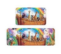 Vivid Noah'S Ark Rug Cushioned Kitchen Rugs Sets Of 2 Comfort Standing Mat For Home Decor Sink,Kitchen Mats For Floor Non Slip Washable ，Laundr 17"X47"+17"X30"