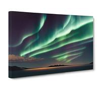 Vivid Northern Lights Canvas Print | Gallery Wrapped 30mm Frame Wall Art | 30x20 inches | Ready to Hang | Contemporary Picture | Living Room Bedroom Lounge Office