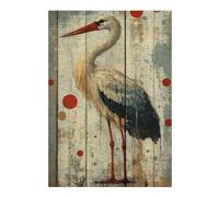 Vivid Picture Puzzle for Adults, Stork on Weathered Wood Rustic Stork Decor, 300 PCS