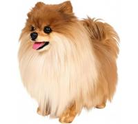 Vivid Pomeranian stuffed animals -13.8-inch realistic plush toy, suitable for soft and cute little dog companions for ladies and dog lovers - home decoration and warm birthday gifts (Brown)