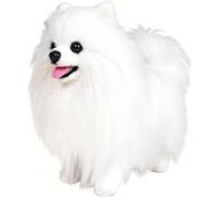 Vivid Pomeranian stuffed animals -13.8-inch realistic plush toy, suitable for soft and cute little dog companions for ladies and dog lovers - home decoration and warm birthday gifts (White)