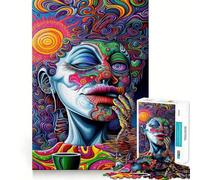 Vivid Psychedelic Dreams - Surreal Abstract Portrait Jigsaw 1000 Pieces for Teenagers Memory Train Fun Clean Seamless Connection Relaxing Indoor Group Activity (38x26cm)