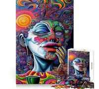 Vivid Psychedelic Dreams - Surreal Abstract Portrait Jigsaw Puzzles 1000 Piece for Teenagers Intellect Fun Restful Activity Exact Edges Thoughtful Gift (38x52cm)