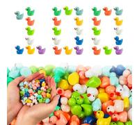 Vivid Realistic Shape Tiny Ducks Set, 100Pcs Mini Resin Duck Ornaments, Landscape Decorations Rubber Ducks, Miniature Ducks Toys Figures for Party Aquariums Dollhouses DIY Craft (Macaron color)