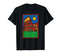 Vivid Rome Colosseum Ancient Landmark Art T-Shirt