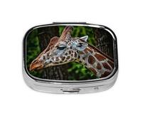 Vivid Rust Giraffe Printed Small Pill Case, Portable Metal Medicine Holder, Compact Jewelry Box for Purse