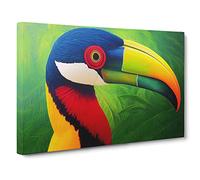 Vivid Toucan Bird Canvas Print | Gallery Wrapped 30mm Frame Wall Art | 30x20 inches | Ready to Hang | Contemporary Animals Picture | Living Room Bedroom Lounge Office