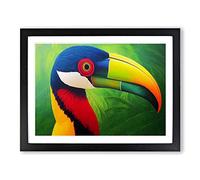 Vivid Toucan Bird Framed Wall Art Print A2 Black