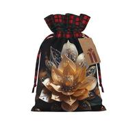 Vivid White Lotus Flower Print Drawstring Bags, Candy Snack Bag, Reusable Holiday Pouches for Wrapping & Storage M