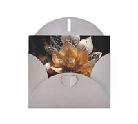 Vivid White Lotus Flower Print Shimmer Blank Greeting Cards with Envelopes, Elegant DIY Invitations,Thank You Notes