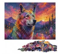 Vivid Wooden Jigsaw Puzzle for Adults, Dingo Dog Painting, 500 Pieces | For adults: Jigsaw Puzzle Gift: activity for family time alone or together.
