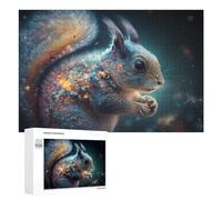 Vivid Wooden Jigsaw Puzzle for Adults, Galactic Squirrel Cosmic Whisker Wonder, 1000 PCS