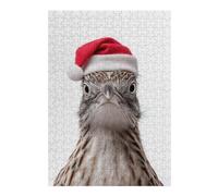 Vivid Wooden Jigsaw Puzzle for Adults, Roadrunner Wearing A Santa Hat, 300 PCS