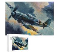 Vivid Wooden Jigsaw Puzzle for Adults, Warplane in Stormy Skies, 300 PCS