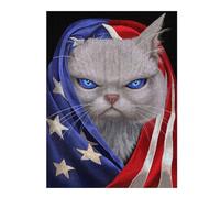 Vivid Wooden Jigsaw Puzzle for Adults, White Cat USA Patriot, 500 PCS