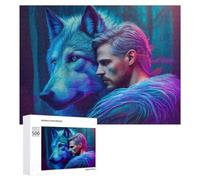 Vivid Wooden Jigsaw Puzzle for Adults, Wolf And Man, 500 PCS