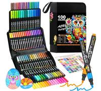 VividHues 100 Pack Acrylic Paint Pens - 3mm Medium Tip Paint Markers for Rock Painting, Stone, Ceramic, Wood, Glass, Fabric - Water-Based Art Supplies for DIY Crafting