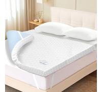VividHues Mattress Topper Double Bed - Dual-layer Memory Foam Mattress Toppers with Machine Washable Breathable Microfibre Cover & Elasticated Corner Straps for Back Pain Relief (135x190cm, 7cm)