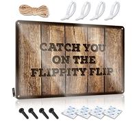 Vividladybug Western Wall Decor Tin Sign Feminist Hanging Flat Print Tin Art : Retro Apocalyptic Rustic Decor & Metal Wall Decor For Bathroom - Catch You On The Flippity Flip