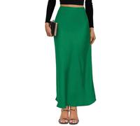 VividMosaic 2025 Satin High Waisted Maxi Skirt Silk A-Line Spring Summer Casual Long Skirts for Women, Irish Green, L