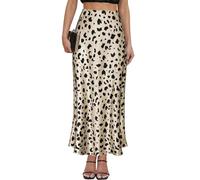 VividMosaic 2025 Satin High Waisted Maxi Skirt Silk A-Line Spring Summer Casual Long Skirts for Women, Leopard, M