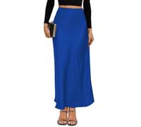 VividMosaic 2026 Satin High Waisted Maxi Skirt Silk A-Line Spring Summer Casual Long Skirts for Women, Royal Blue, XXL