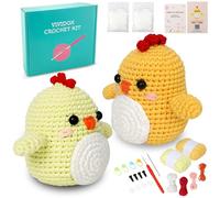 VIVIDOX 2 Pack Chick Crochet Kit for Beginners Adults Kids with Easy Yarn 3.5in Tall Animal Crocheting Starter Set with Step-by-Step Video Tutorials, DIY Knitting Kit with Complete Tools(Yellow+Green)