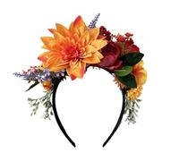 Vividsun Mexican Flower Crown Day of the dead Headpiece Party Fiesta Flower Headband (Orange)